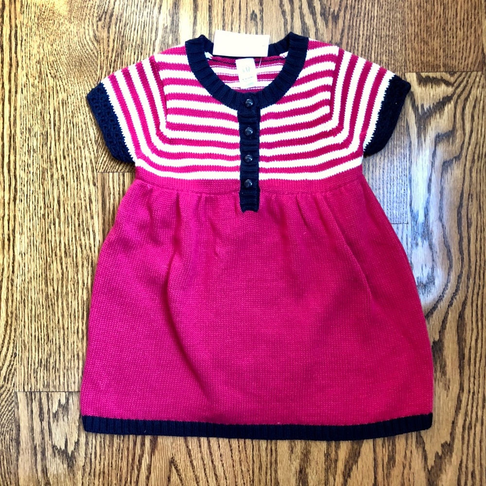 Baby Gap Red and white striped sweater dress